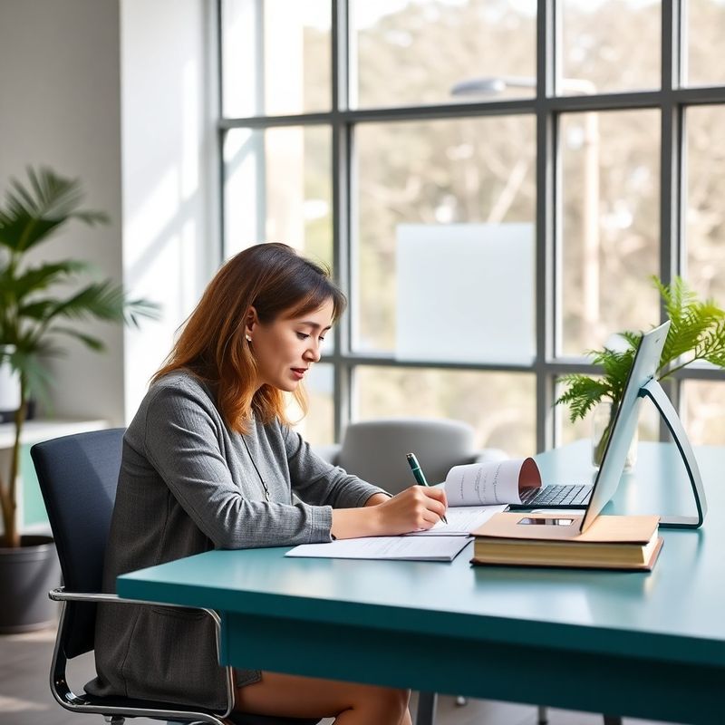 Faculty member reviewing a student's handwritten diagnostic submission in a Wellington office